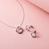 Laura Vann Luna pendant and earrings, rhodium plated sterling silver - British product
