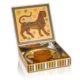 Ortigia Sicilia Ambra Nera glass plate and soap set, UK version