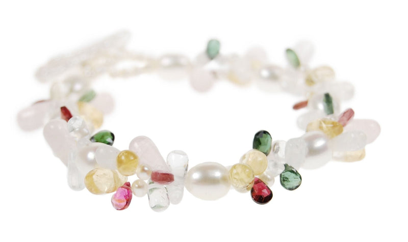 Coleman Douglas Tutti Frutti pearl bracelet with colourful gemstones - British product