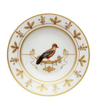 Ginori 1735 porcelain soup plate with bird illustration and gold motifs, 24.5cm, UK version