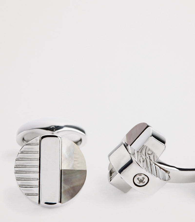 Babette Wasserman rotary rhodium-plated cufflinks 2.2cm (British brand)