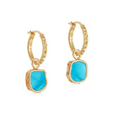 Missoma turquoise pyramid charm hoop earrings in gold vermeil, UK version