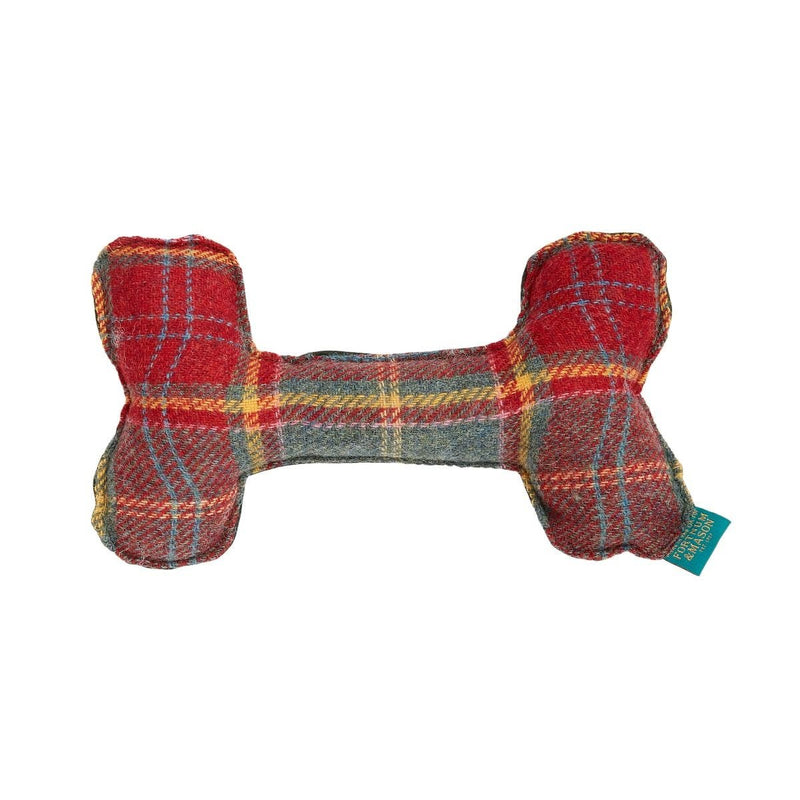 Fortnum's green tartan dog bone cushion, imported from the UK