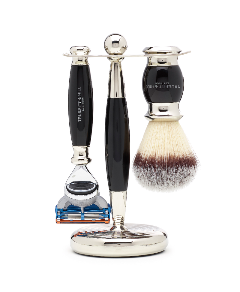 Truefitt & Hill Edwardian shaving set in faux ebony - British product