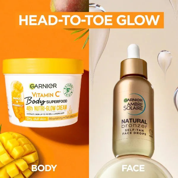 Garnier Glow Duo Self Tan Drops Body Cream Bundle, UK version