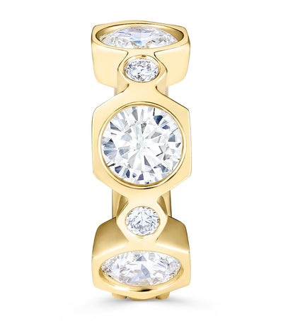 Harrods David Morris Small Yellow Gold and Diamond Triolette Hexagon Single Hoop Earring- Buy online at McGrocer