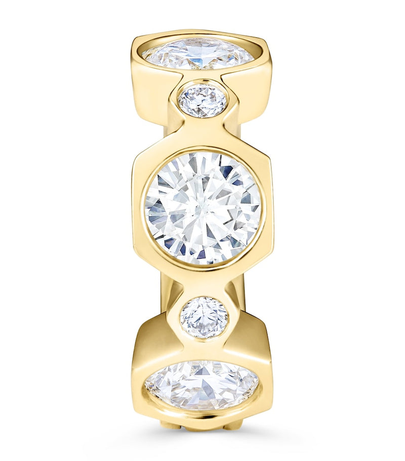 David Morris diamond hoop earring 6mm yellow gold, imported from the UK