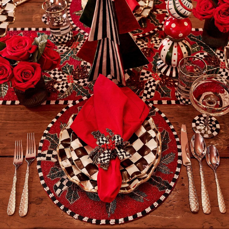 MacKenzie-Childs Holly Holiday beaded placemat 38cm, UK version
