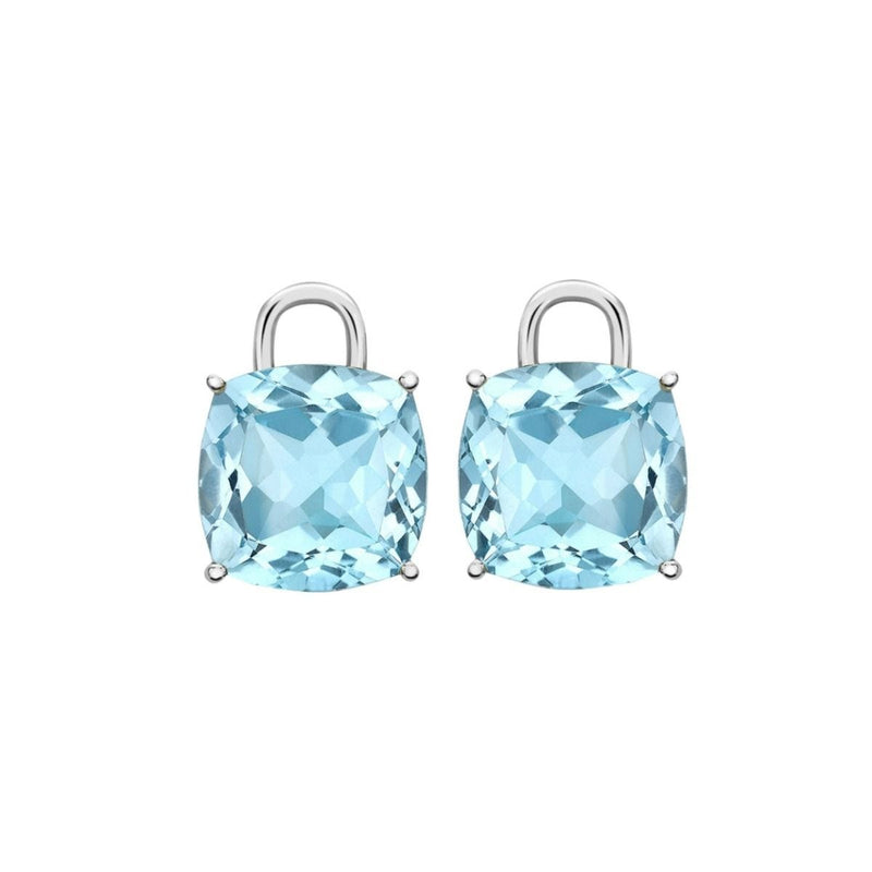 Kiki McDonough blue topaz cushion drops in 18ct white gold (British brand)