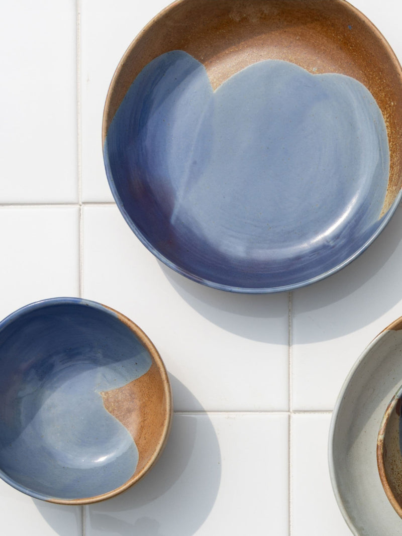 Curateology salt glazed stoneware pasta bowls set of 4 - British product