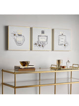 Next Art For The Home Set of 3 White Perfume Bottle Canvas Art Prints 30x30x3cm- Buy online at McGrocer