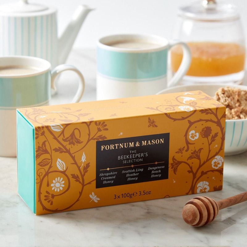 Beekeeper's honey gift pack with three 100g jars, imported from the UK