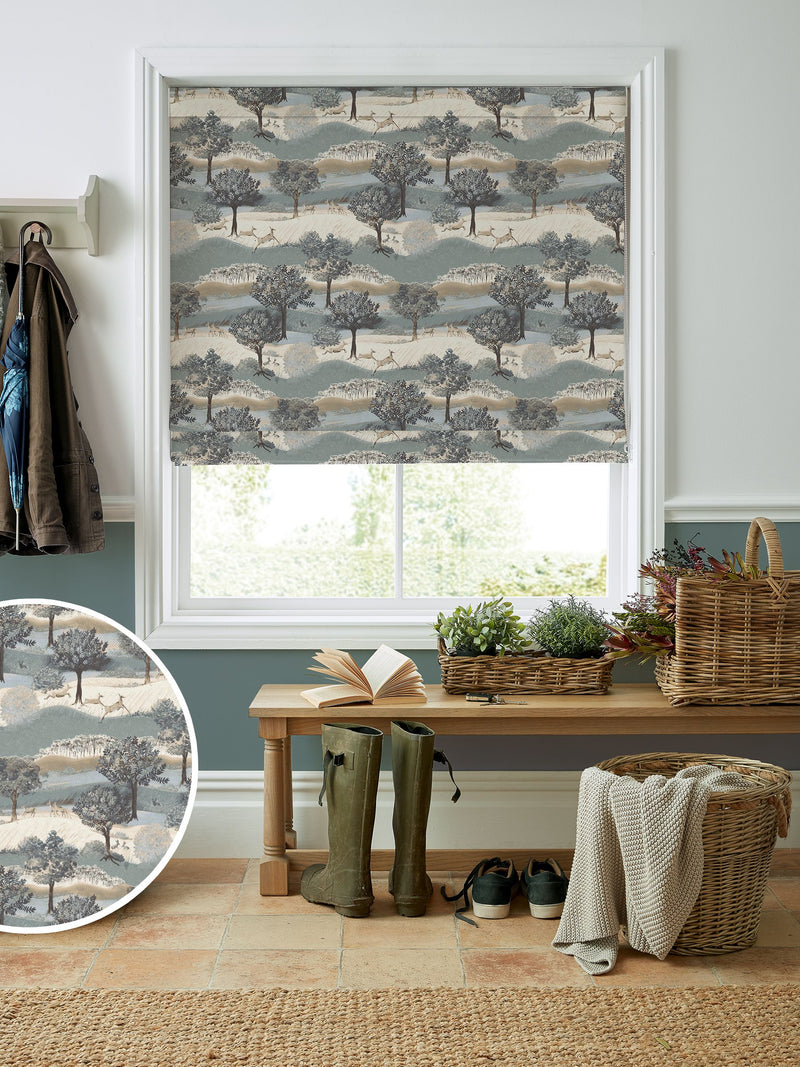 Laura Ashley Hartington roman blind 100% cotton countryside deer print - British product