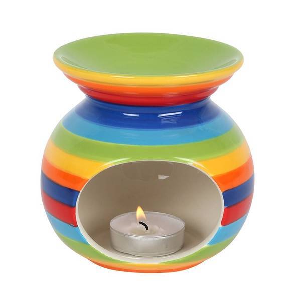 Something Different ceramic oil burner rainbow stripe (British brand)