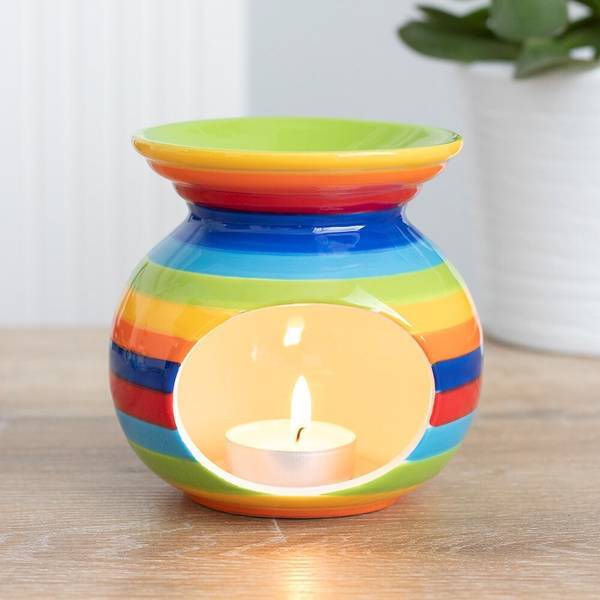 Something Different ceramic oil burner rainbow stripe (British brand)