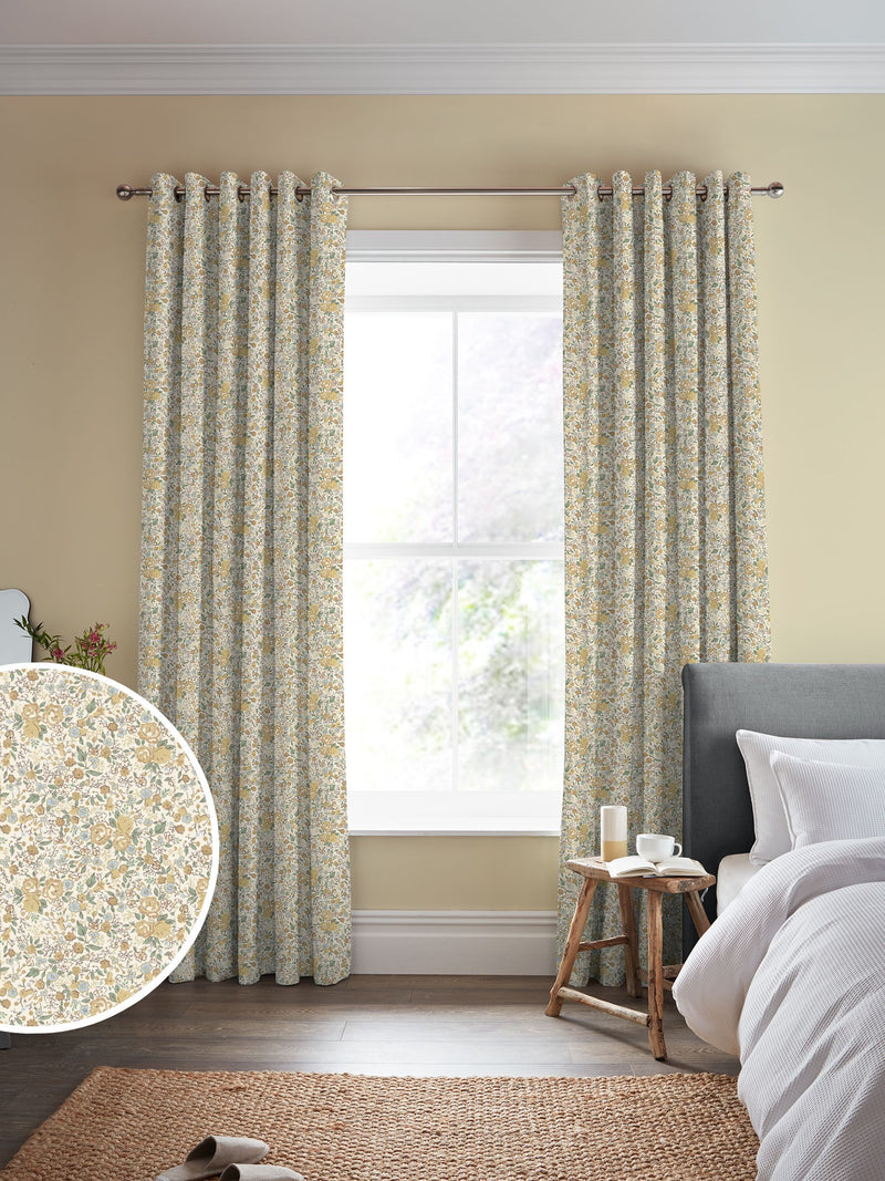 Laura Ashley curtains pale gold Rowena pattern, UK version
