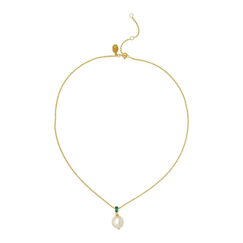 Laura Vann stone and pearl drop necklace in gold - British product