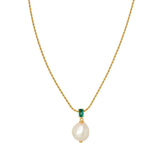 fortnum Laura Vann Stone & Pearl Drop Necklace in Gold, 18 Inch- Buy online at McGrocer