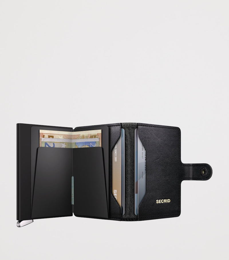 Secrid leather embossed lines miniwallet, imported from the UK