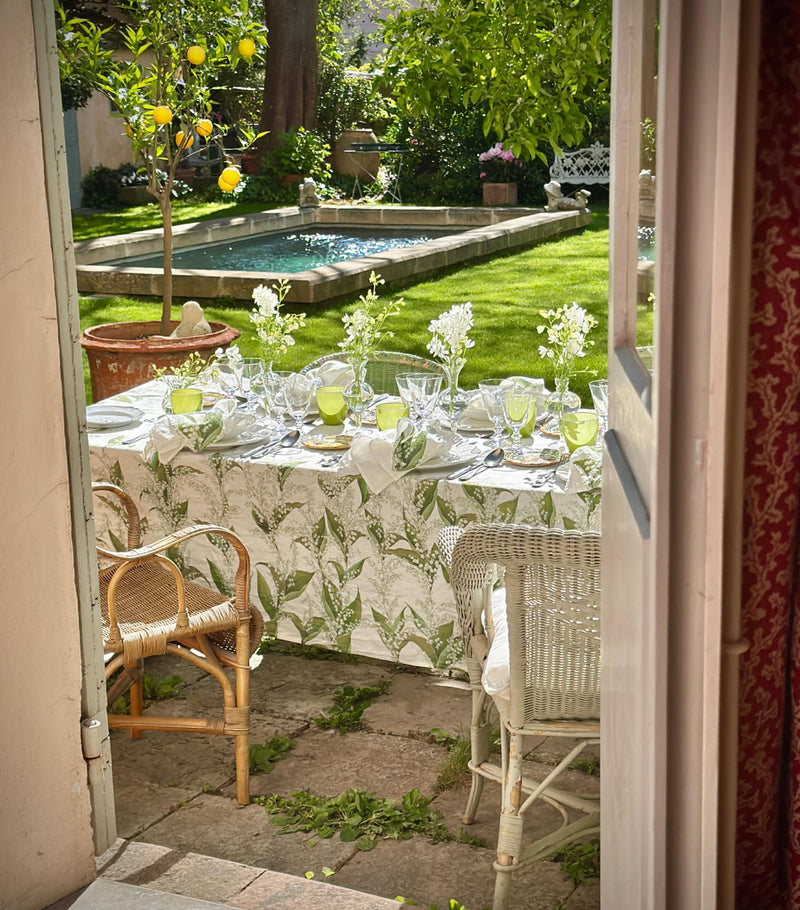 Summerill & Bishop linen Lily of the Valley tablecloth 165cm x 380cm (British brand)