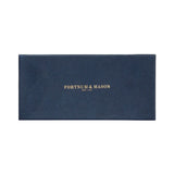 Fortnum's navy leather luggage tag, imported from the UK