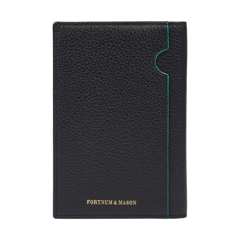 Fortnum's navy leather passport cover with card slots (British brand)