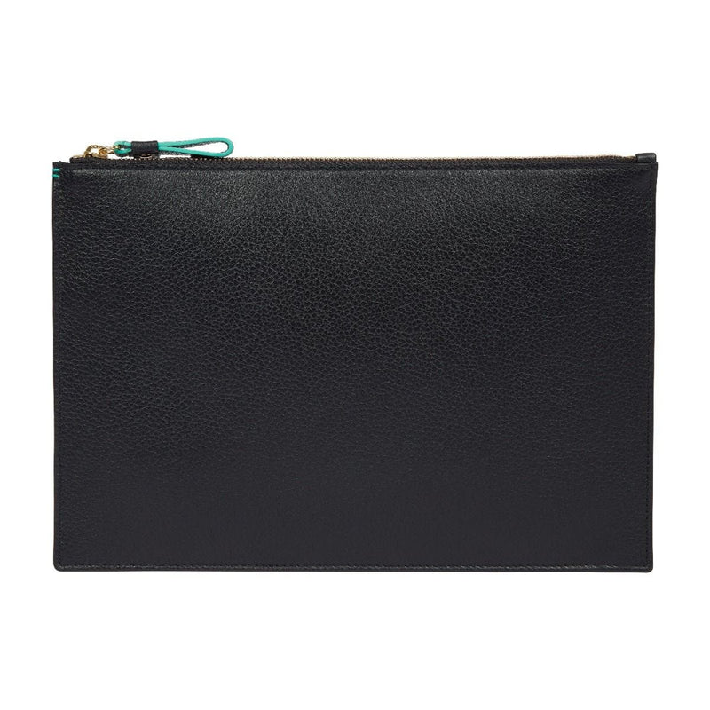 Fortnum's leather zip pouch navy medium, imported from the UK