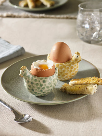 Next Set of 2 Sage Green Pat and Peggy Chicken Egg Cups- Buy online at McGrocer