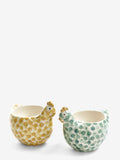 Set of 2 Sage Green Pat and Peggy Chicken Egg Cups