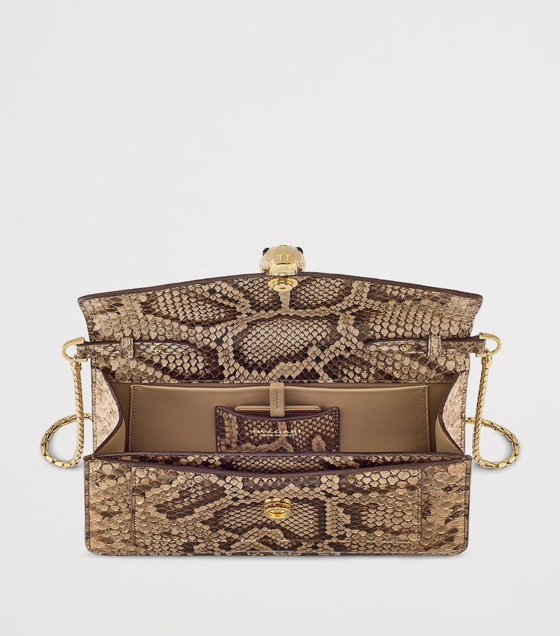Bvlgari Serpenti Forever cross-body bag in python skin, imported from the UK