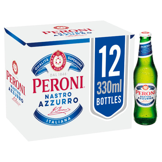 Peroni Nastro Azzurro Beer Lager Bottles 12x330ml All beer Sainsburys   