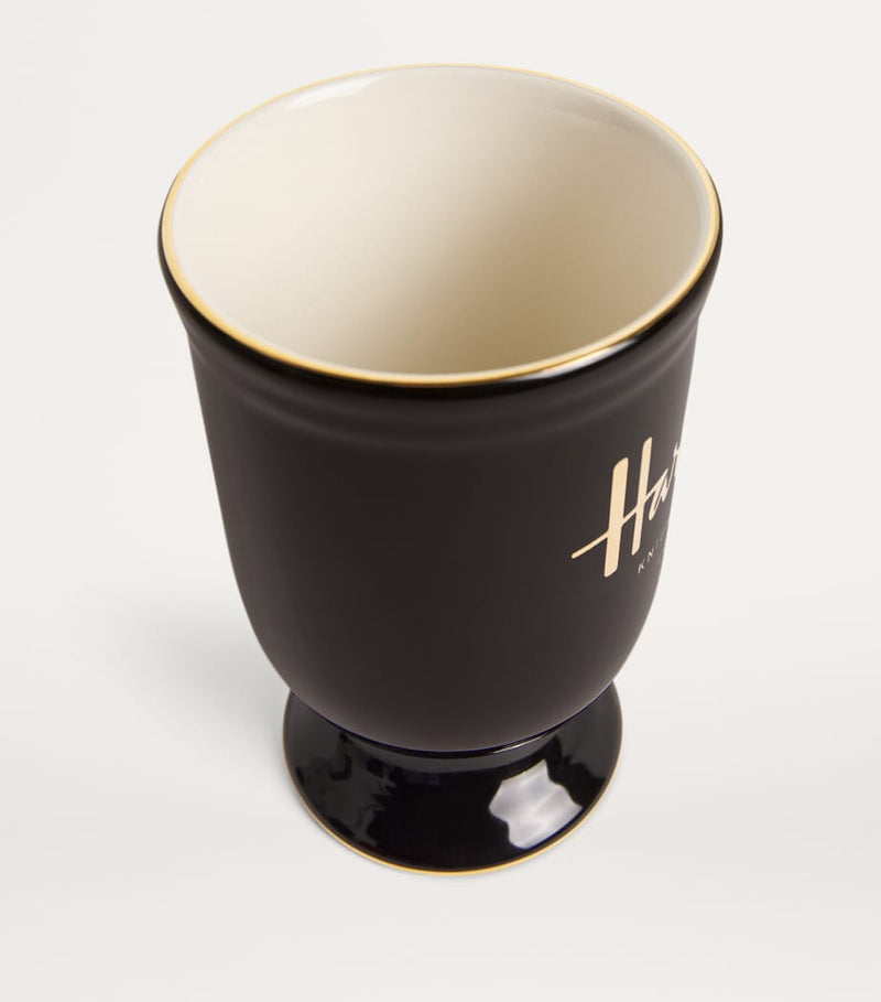 Harrods pedestal mug with gold-trimmed base and logo, 284ml capacity - British product