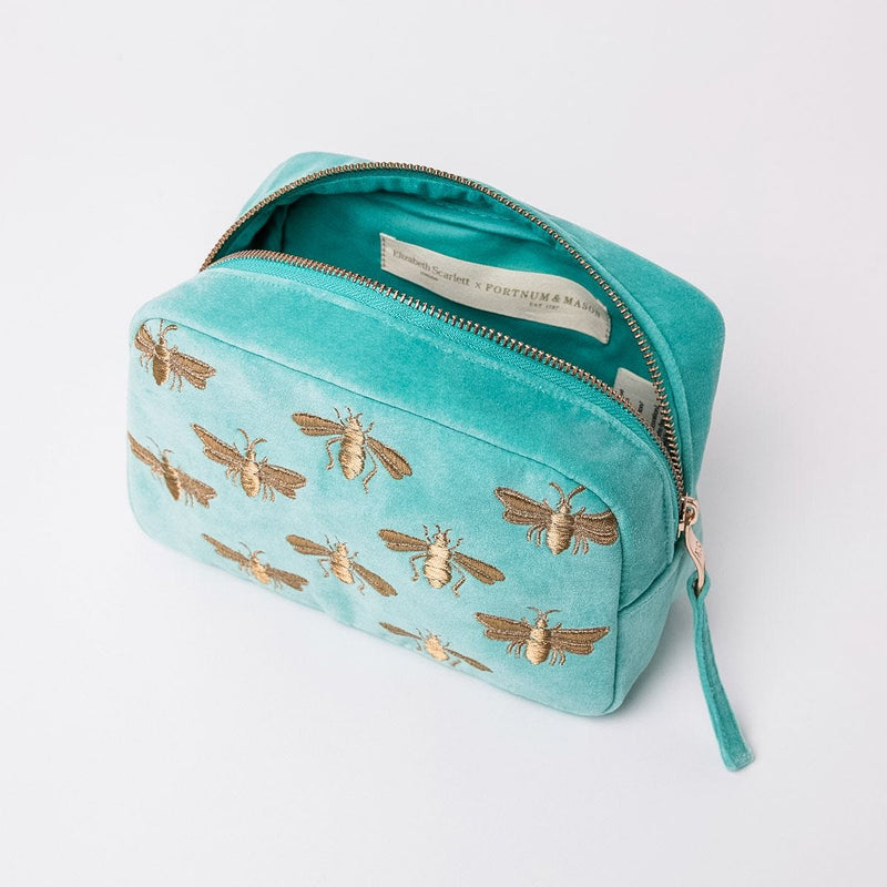 Elizabeth Scarlett honey bee cosmetic bag in turquoise - British product