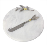 Culinary Concepts white marble cheeseboard with knife 22.5cm - British product