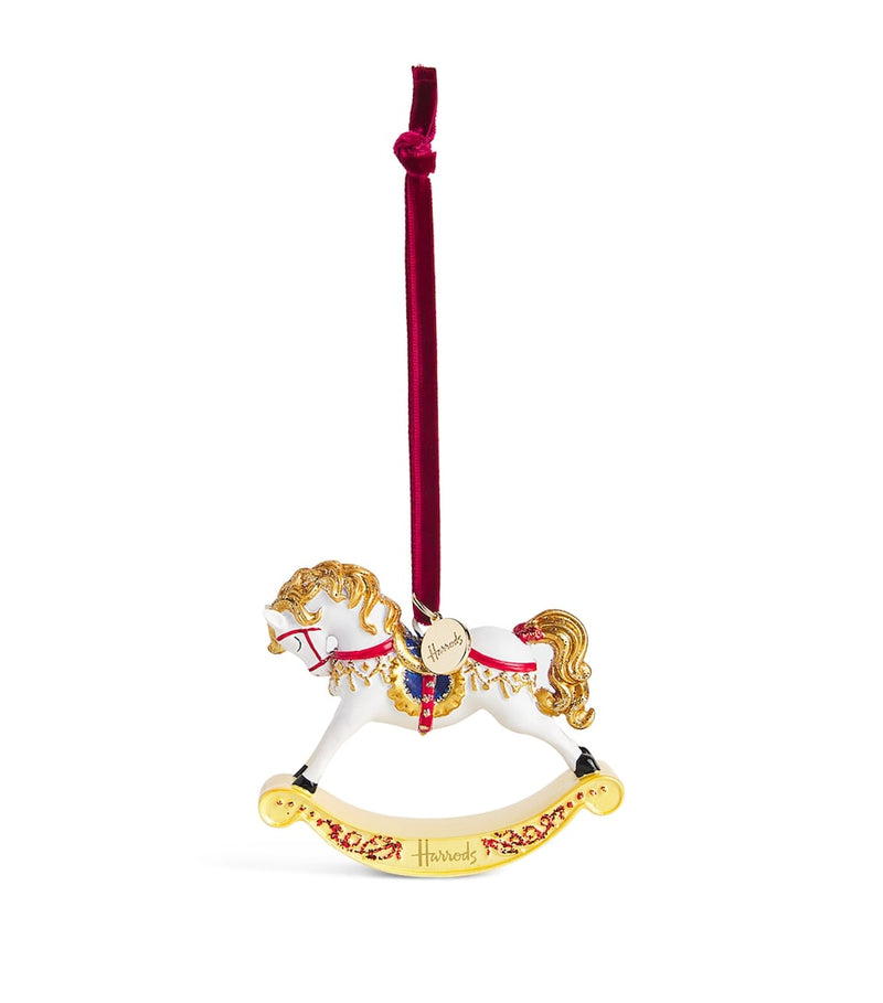 Glittery Resin Christmas Decoration with Velvet Ribbon 14cm x 6cm