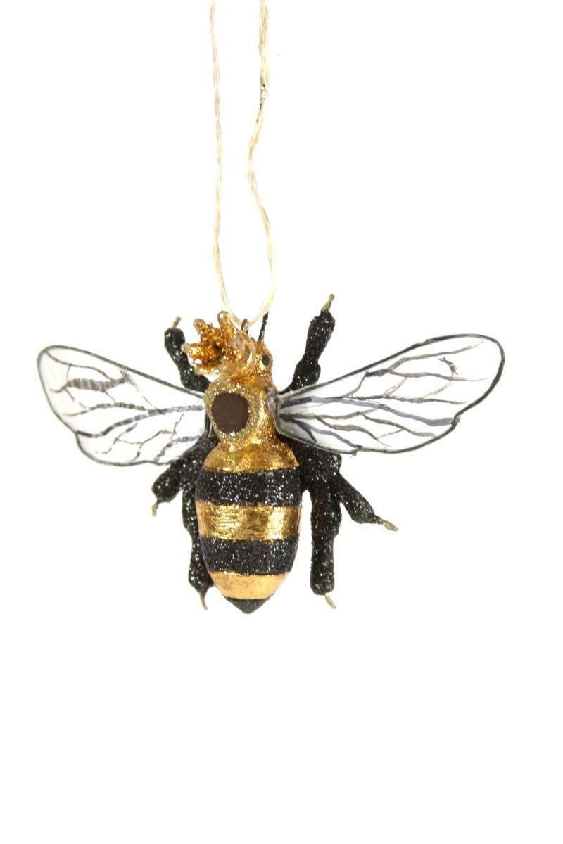 Queen Bee paper mache Christmas decoration 10cm (British brand)