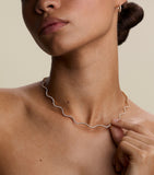 Astrid & Miyu gold-plated cubic zirconia ripple tennis necklace - British product