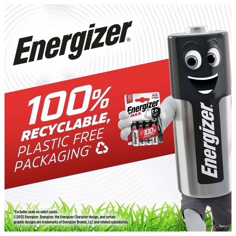 Energizer Max Alkaline D batteries pack of 4, UK version