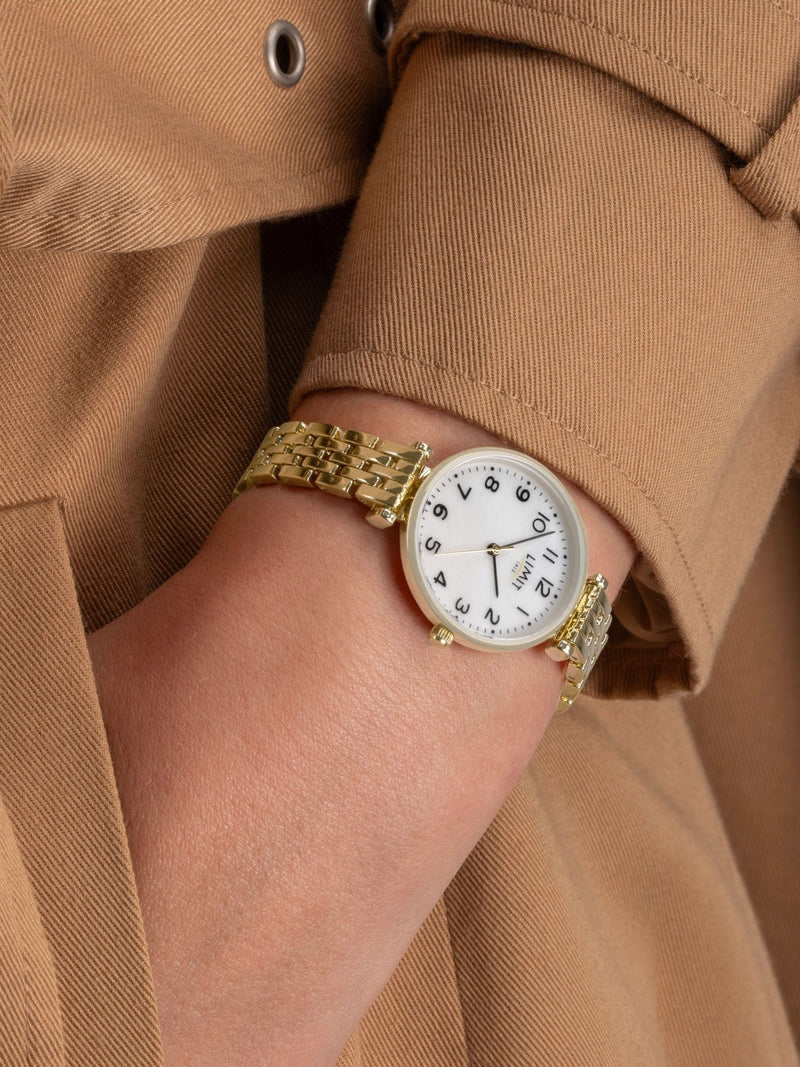 Limit gold tone mother-of-pearl watch, UK version