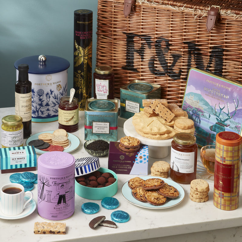 Burlington Hamper with chocolates, biscuits, preserves and teas, imported from the UK