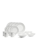 Harrods Wedgwood Gio Platinum Fine Bone China Dinnerware Set of 16 Pieces- Buy online at McGrocer