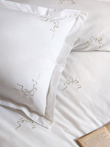 Next Historic Royal Palaces White Natural Bow Embroidery 200 Thread Count Cotton Pillowcases (Set of 2)- Buy online at McGrocer