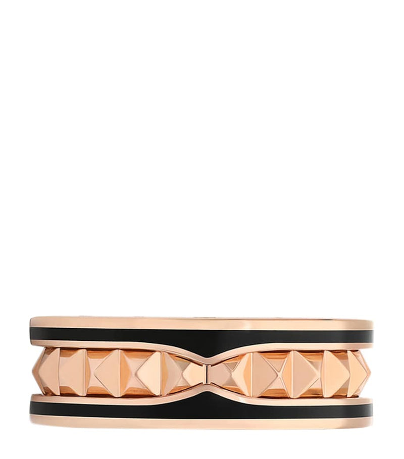 Bvlgari rose gold and black ceramic B.zero1 ring (British brand)