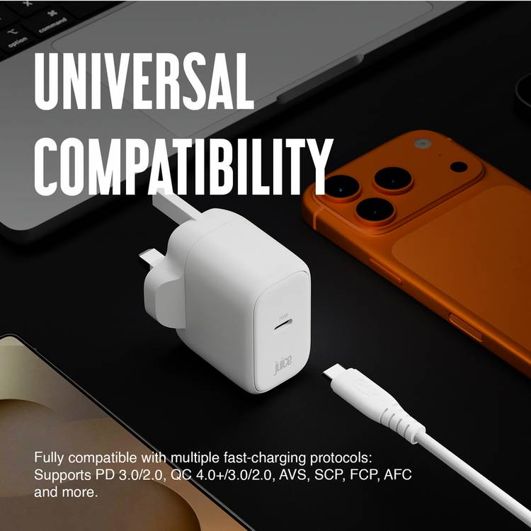 Juice 70W USB-C laptop charger with 2m cable, British brand