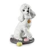 Harrods Lladró Poodle with Mochis Porcelain Figurine 33cm x 22cm x 25cm- Buy online at McGrocer