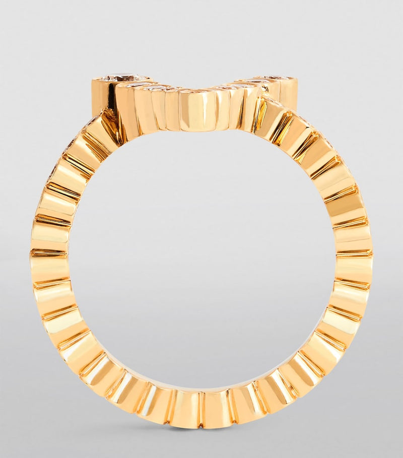 Sophie Bille Brahe yellow gold diamond V ring (British brand)