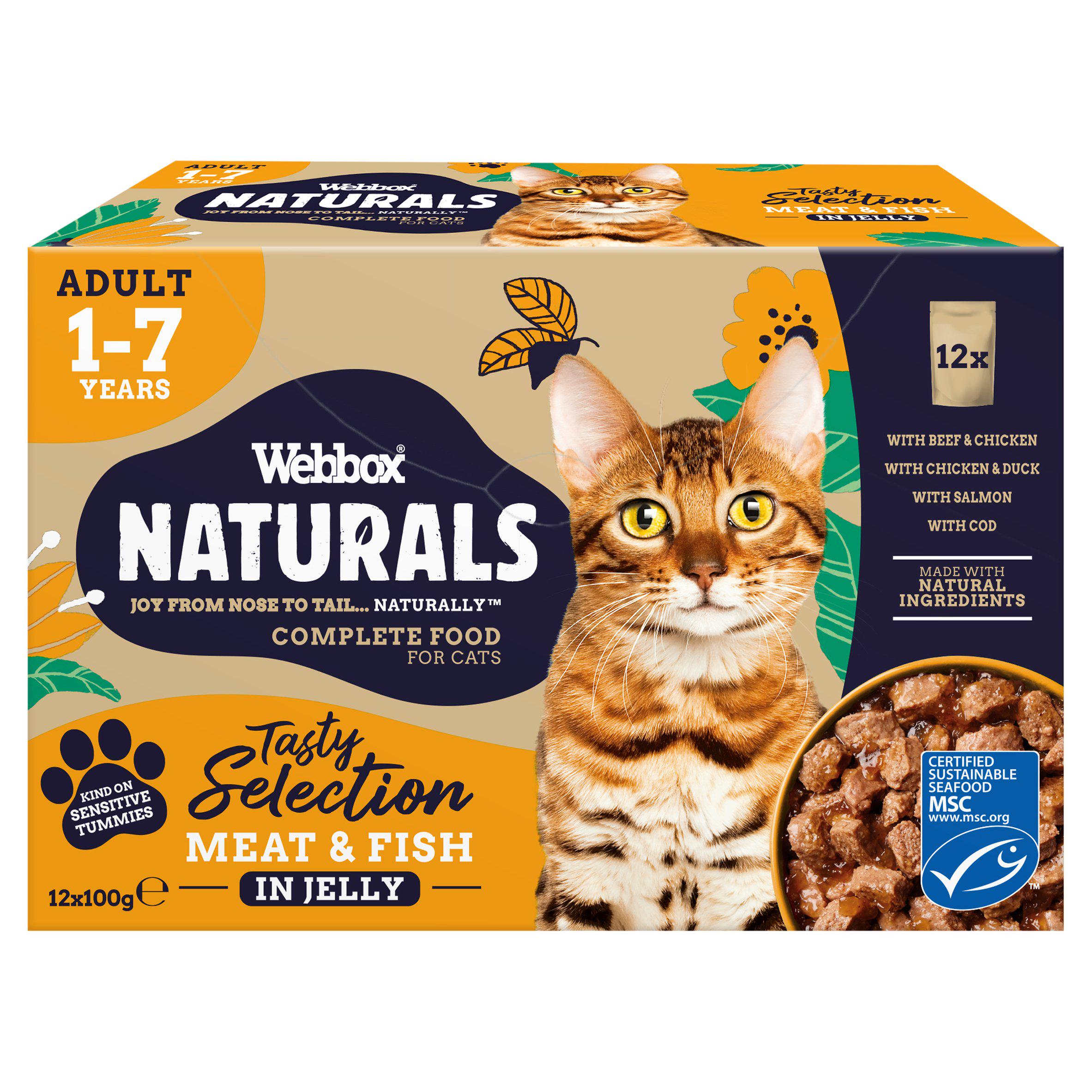 Webbox Naturals Adult Meat & Fish in Jelly Wet Cat Food 12x100g GOODS Sainsburys