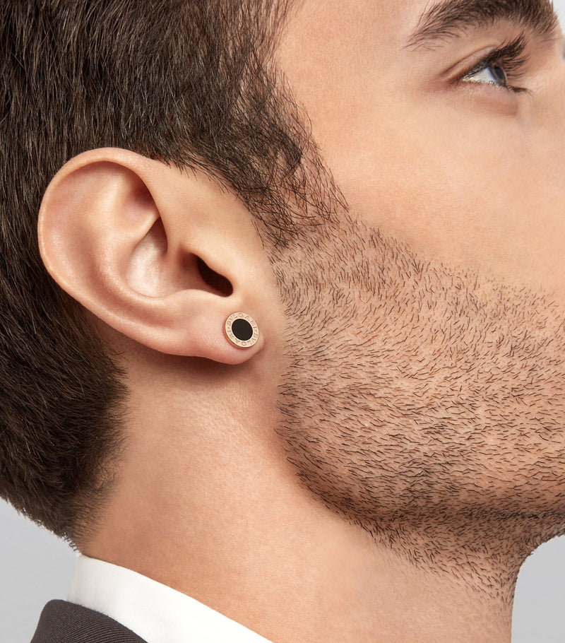 Bvlgari rose gold and onyx single stud earring - British product