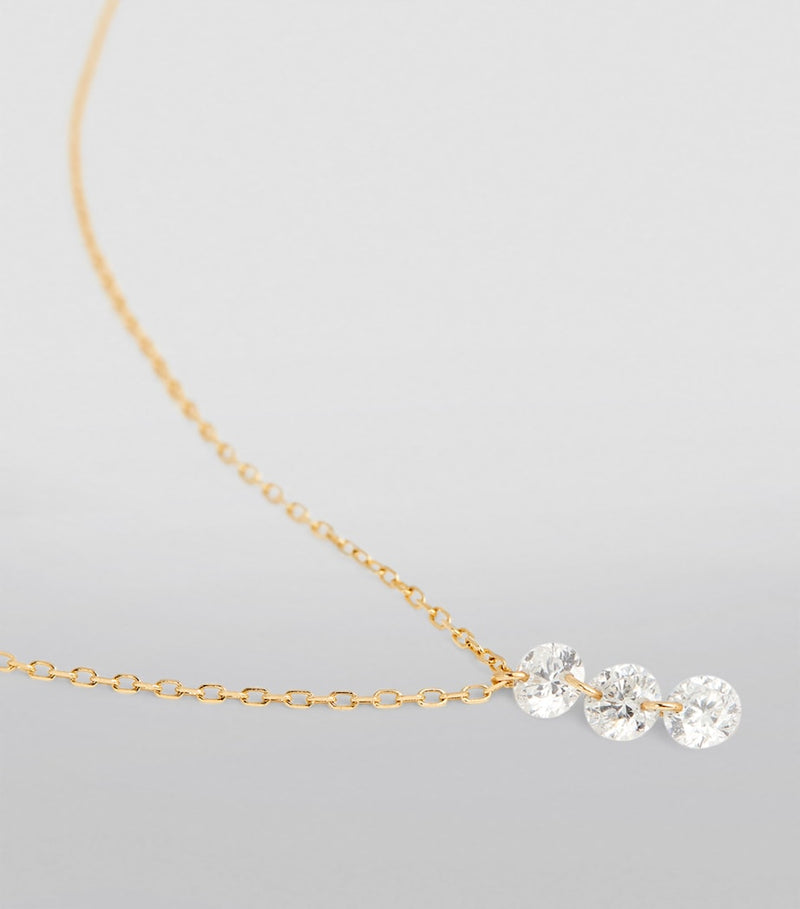 Persée 18kt yellow gold diamond 3-stone necklace - British product