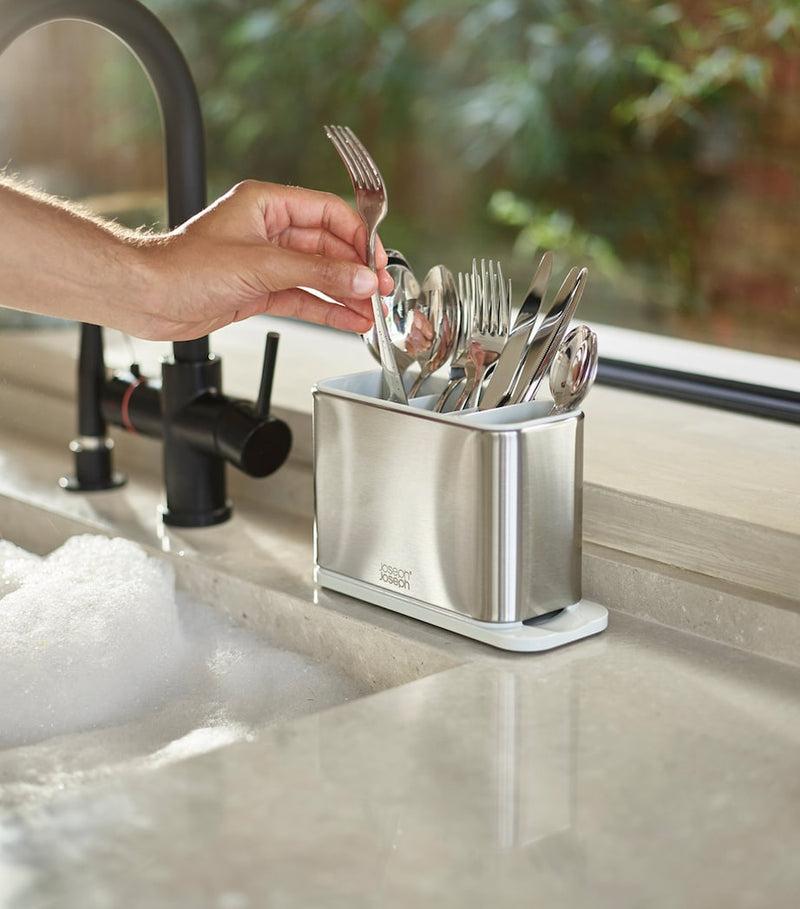 Joseph Joseph stainless steel surface cutlery drainer, UK version